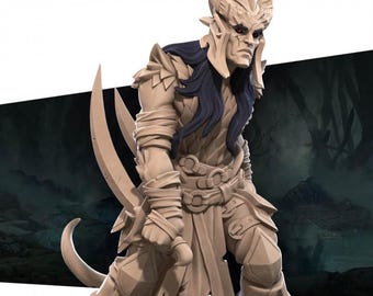 Tiefling Rogue Miniature | Infernal Assassin Fighter for D&D, Daggerheart, RuneScape or Pathfinder | 3D Printed Resin Fantasy Mini Figure