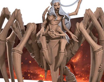 Spider Queen Matriarch Miniature | Underdark Drider Boss for D&D or Pathfinder | 3D Printed Resin Fantasy Mini Figure