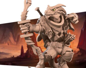 Kobold Ranger Miniature | Draconic Archer Hunter for D&D, Daggerheart, RuneScape, or Pathfinder | 3D Printed Fantasy RPG Resin Mini
