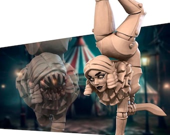 Circus Contortionist Miniature | Horror Carnival Puppet Master for D&D, Daggerheart, RuneScape or Pathfinder | 3D Printed Fantasy Resin Mini