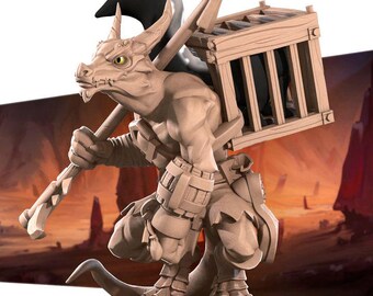 Kobold Inventor Miniature | Trapmaker Lizardfolk for D&D, Daggerheart, RuneScape, or Pathfinder | 3D Printed Fantasy RPG Resin Mini Figure