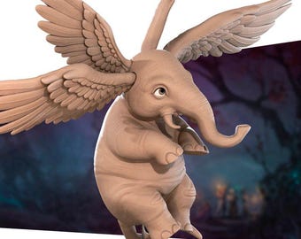 Hollyphant Companion Miniature | Cute Winged Fantasy Creature for D&D or Pathfinder | 3D Printed Resin RPG Fantasy Mini Figure