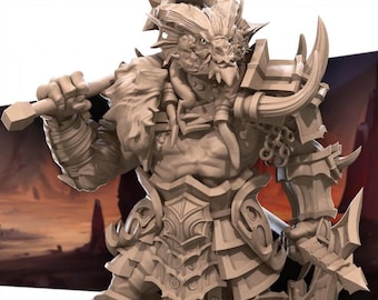 Dragonborn or Drakona Barbarian Miniature | Infernal Draconic Warrior for D&D, Daggerheart or Pathfinder | 3D Printed Resin Fantasy RPG Mini
