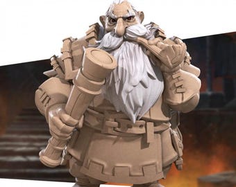 Dwarf Watchman Miniature | Elder Guard Cartographer for D&D, Daggerheart, RuneScape or Pathfinder | 3D Printed Resin RPG Fantasy Mini