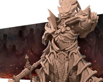 Dragon Slayer Knight Miniature | Lion Armor Lightning Paladin for D&D, Dark Souls TTRPG, or Pathfinder | 3D Printed Resin RPG Fantasy Mini