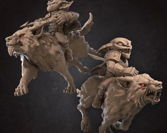 Wolf Mounted Goblin Cavalry Miniatures |Secret Forge| high quality tabletop RPG mini painter hobby from |Bite the Bullet|