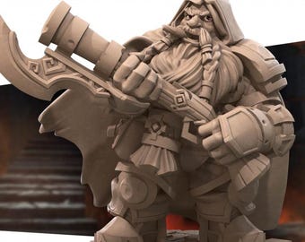 Dwarf Rifleman Miniature | Dwarven Gunner Artificer for D&D, Daggerheart, RuneScape or Pathfinder | 3D Printed Resin RPG Fantasy Mini Figure