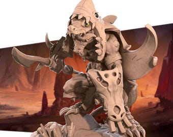 Kobold Fighter Miniature | Draconic Barbarian Warrior for D&D, Daggerheart, RuneScape, or Pathfinder | 3D Printed Fantasy Resin Mini Figure