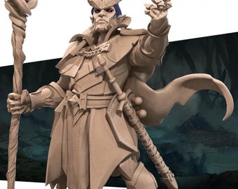 Tiefling Warlock Miniature | Infernal Pact Sorcerer Spellcaster for D&D, Daggerheart, or Pathfinder | 3D Printed Resin Fantasy RPG Mini