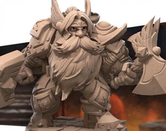 Dwarf General Miniature | Viking Warrior Commander Paladin for D&D, Daggerheart, RuneScape or Pathfinder | 3D Printed Resin RPG Fantasy Mini