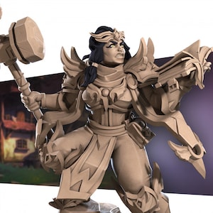 Human Female  Cleric, Paladin, Tempest with Maul and book Miniature |Secret Forge| high quality table top rpg miniature by |Bite the Bullet|