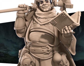 Tiefling Cleric Miniature | Infernal Priest Healer for D&D, Daggerheart, RuneScape or Pathfinder | 3D Printed Resin Fantasy Mini Figure
