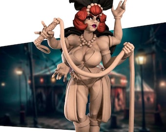 Carnival Showgirl Miniature | Circus Performer NPC for D&D, Daggerheart, RuneScape, or Pathfinder | 3D Printed Fantasy RPG Resin Mini Figure