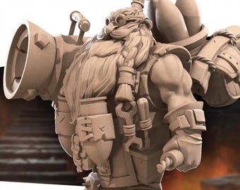 Dwarf Artillerist Miniature | Explosive Artificer Gunner for D&D, Daggerheart, RuneScape or Pathfinder | 3D Printed Resin RPG Fantasy Mini