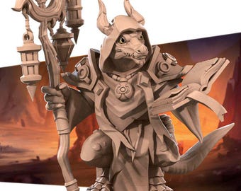 Kobold Cleric Miniature | Drakona Priest Spellcaster for D&D, Daggerheart, RuneScape, or Pathfinder | 3D Printed Fantasy RPG Resin Mini