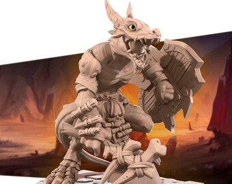 Kobold Barbarian Miniature | Drakona Berserker Gladiator for D&D, Daggerheart, RuneScape, or Pathfinder | 3D Printed Fantasy RPG Resin Mini