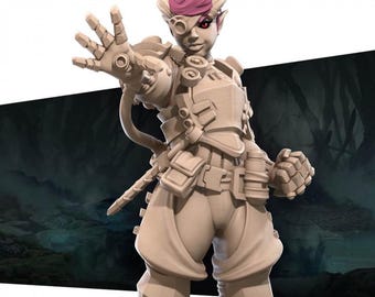 Tiefling Artificer Miniature | Female Infernal Inventor Engineer for D&D, Daggerheart, or Pathfinder | 3D Printed Resin Fantasy RPG Mini