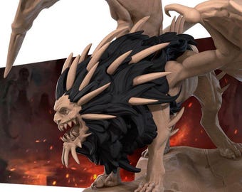 Manticore Miniature | Legendary Beast Encounter Winged Chimera Dungeon Boss for D&D or Pathfinder | 3D Printed Resin RPG Fantasy Mini Figure
