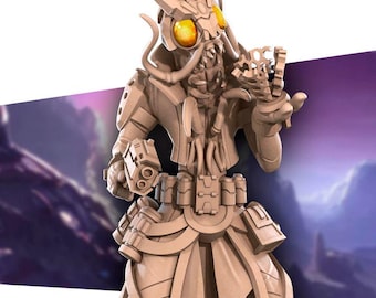 Shirren Technomancer Miniature | Insect Alien Spelljammer for Starfinder, D&D, Daggerheart or Pathfinder | 3D Printed Sci-Fi RPG Resin Mini