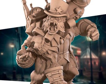 Gorilla Ringmaster Miniature | Horror Circus Beast Boss for D&D, Daggerheart, RuneScape, or Pathfinder | 3D Printed Fantasy RPG Resin Mini