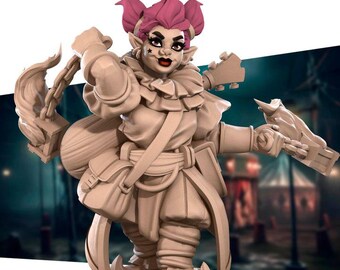 Dwarf Fire Juggler Miniature | Female Circus Bard NPC for D&D, Daggerheart, RuneScape, or Pathfinder | 3D Printed Fantasy Resin Mini Figure