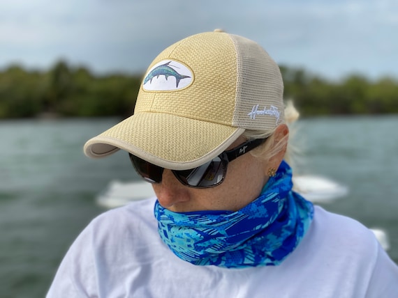 Blue Camouflage Fish Print Unisex Outdoor Fishing and Hunting Sun Protection  Unique Art Face Mask and Neck Gaiter 