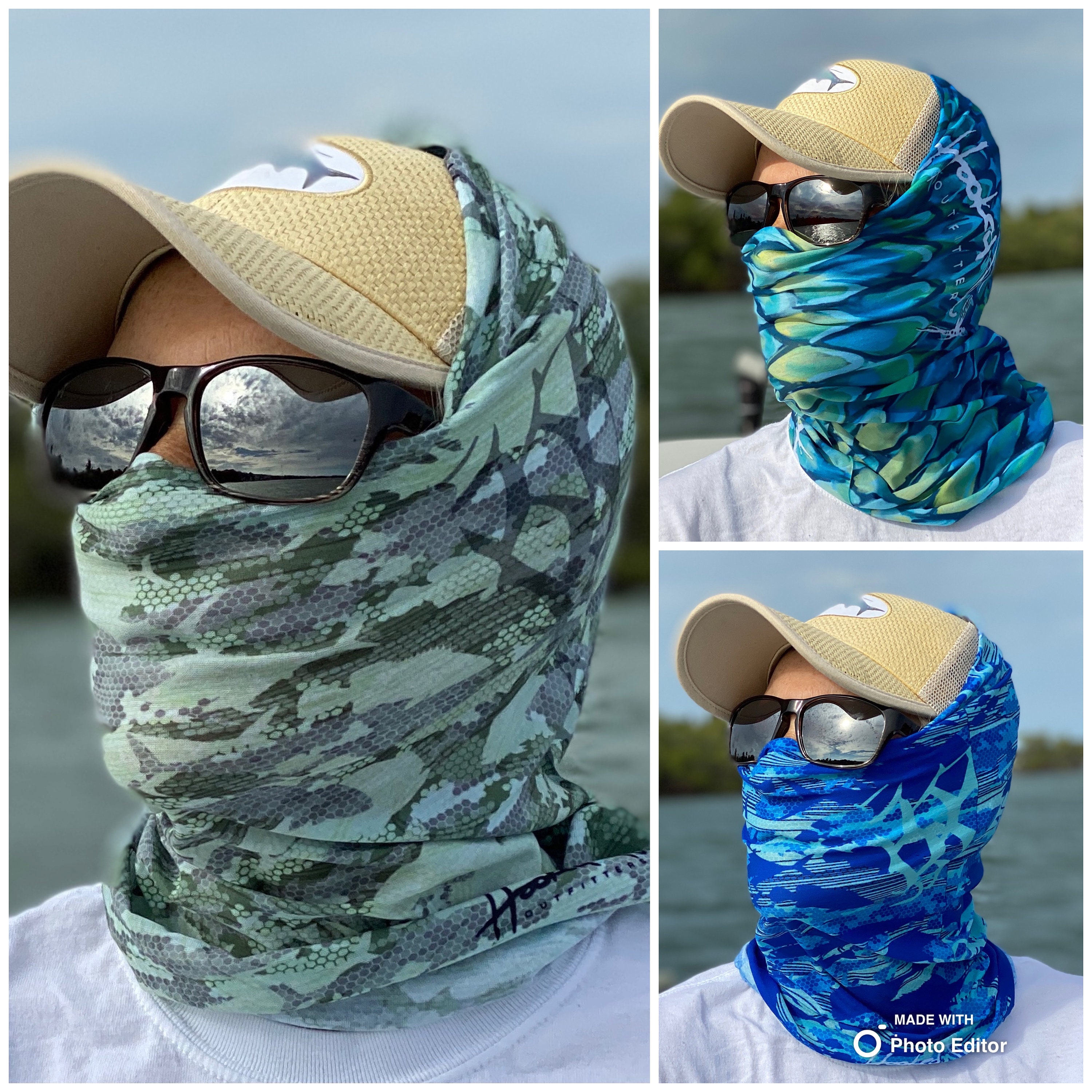 3 Pack Deal Unisex Outdoor Fishing and Hunting Sun Protection Unique Art  Face Mask and Neck Gaiter 