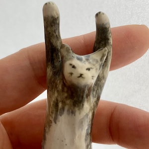Ceramic Cat Chopstick Holders |  Handmade Ceramic  Brush Holder | Hand-painted Small Cat Figurines | Hand-painted Ceramic Dinnerware