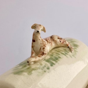 Handmade Ceramic Butter Dish with Greyhound: Gift for Dog Lovers