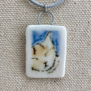 Custom Cat Portrait Necklace: Hand-Painted Porcelain Charm