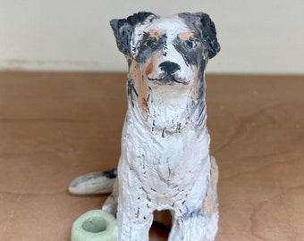 Personalized Dog Candle Holder: Handmade Custom Ceramic Figurine for Birthday Cakes