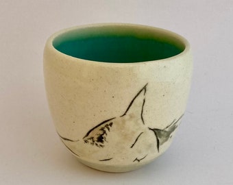 Handmade Ceramic Cat Cups Hand-painted Coffee and Tea Cups | Unique Tumblers with Watercolor Illustrations | Gifts for Cat Lovers