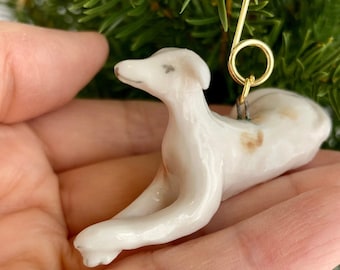Handmade Porcelain Animal Ornaments: Greyhound & Fox Christmas Decor