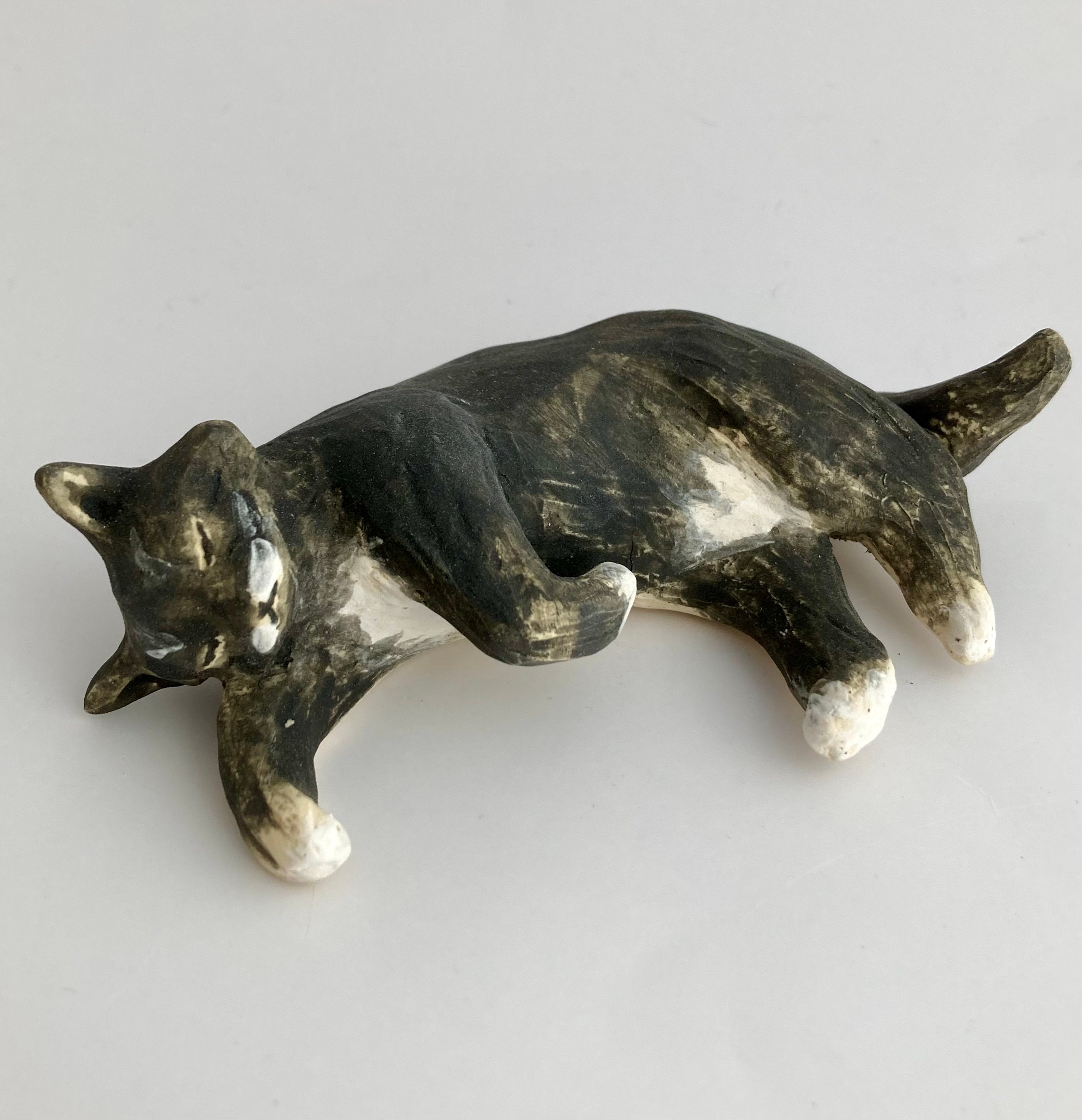 Custom Ceramic Cat Sculpture: Hand-painted Pet Portrait Figurine - Etsy