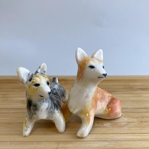 Ceramic Corgi Dog Figurines | Miniature Clay Dog Welsh Pembroke Corgi Sculptures | Custom Personalized Dogs | Small Hand-painted Pets