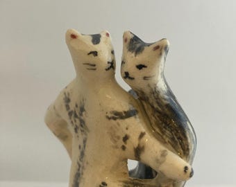 Dancing Cats Wedding Cake Topper : One-of-a-kind Ceramic Cat Dancers