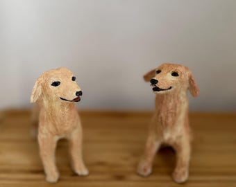 Golden Retriever Handmade Figurines: Ceramic One-of-a-Kind Dog Sculptures