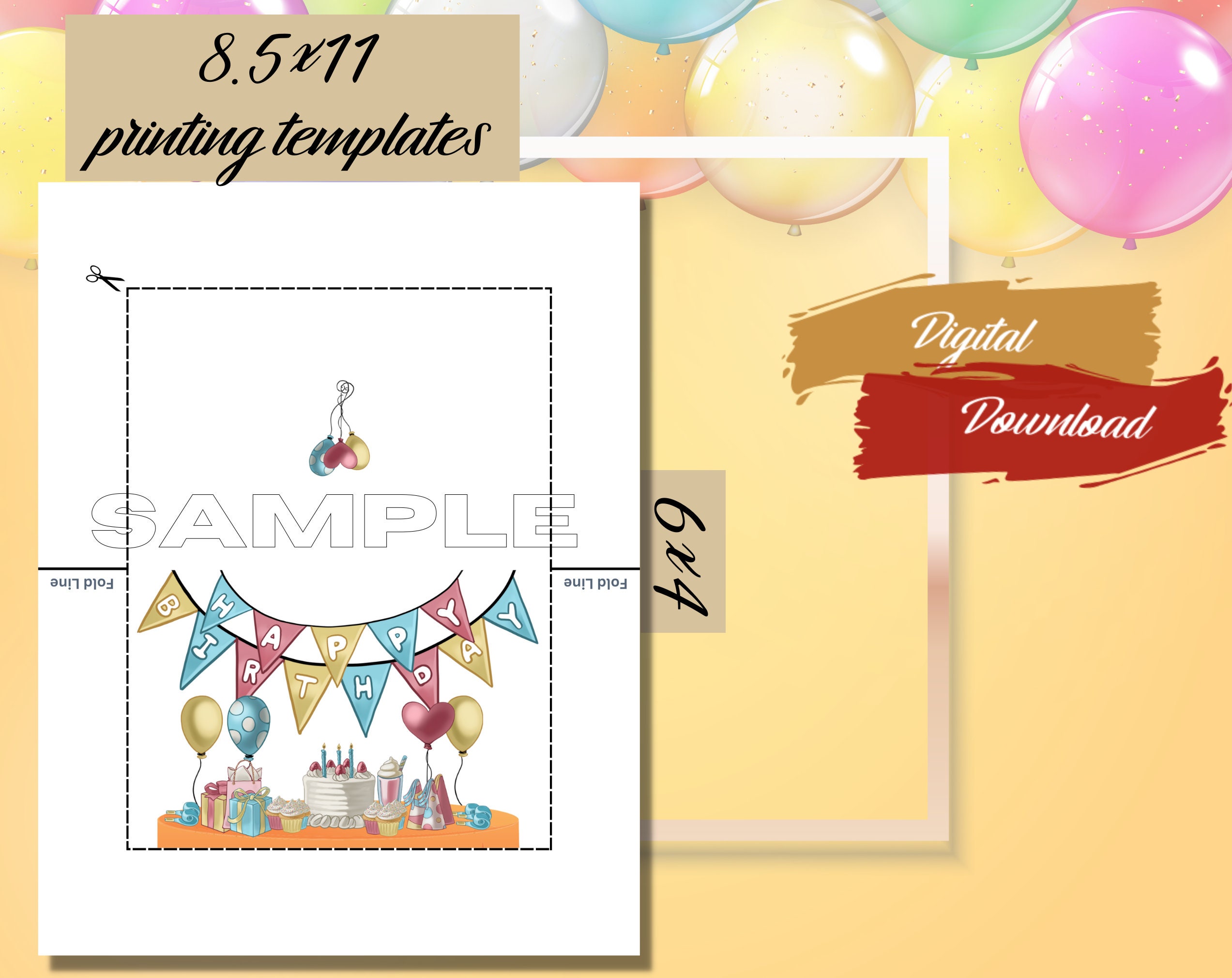 Printable Happy Birthday Greeting Card, Downloadable Card, Happy ...