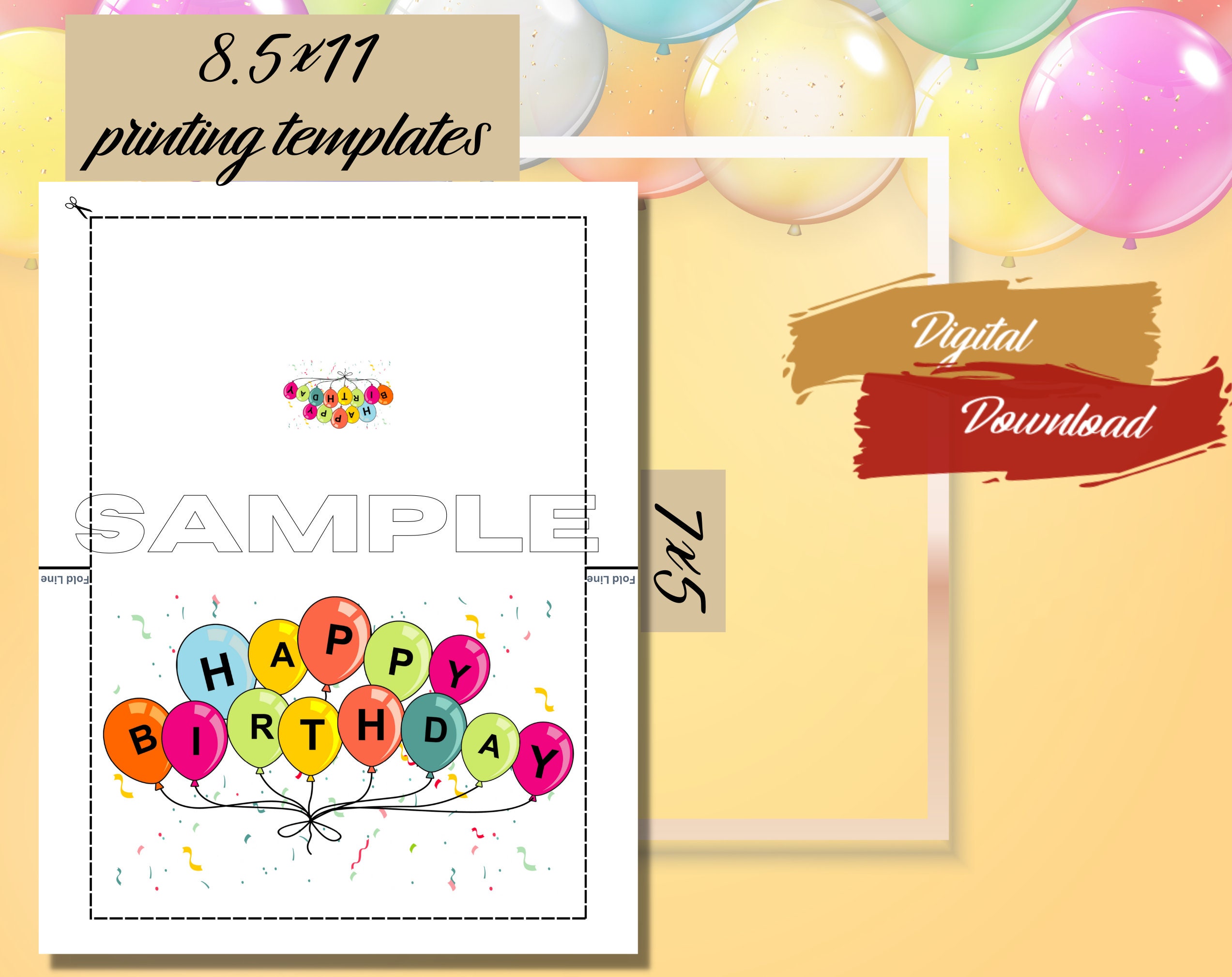 Printable Happy Birthday Greeting Card, Downloadable Card, Happy ...