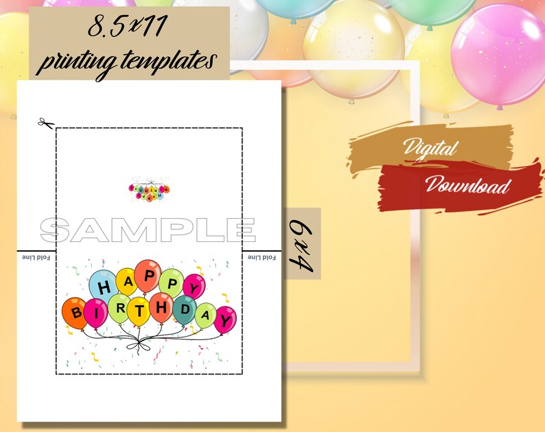 Printable Happy Birthday Greeting Card, Downloadable Card, Happy ...