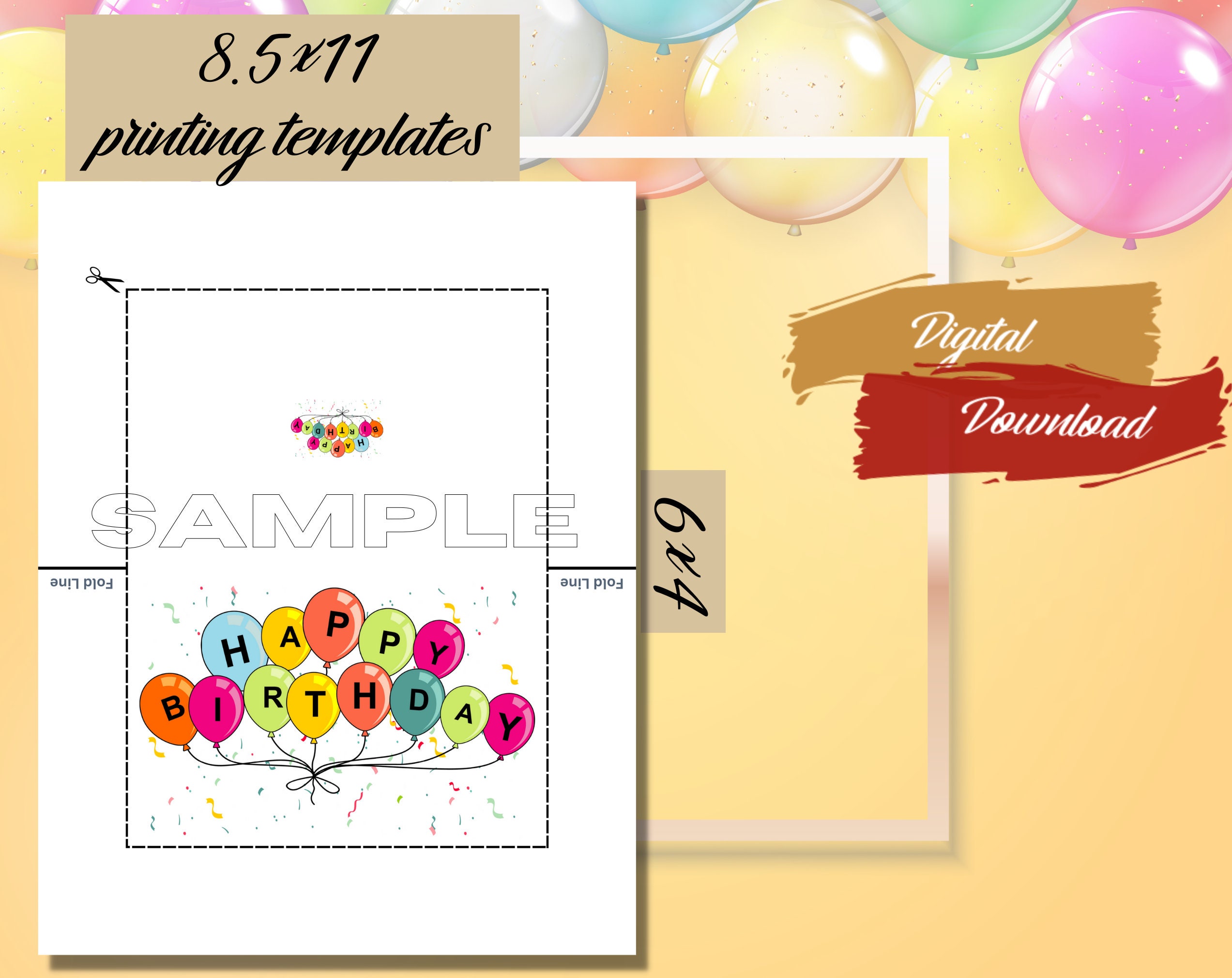 Printable Happy Birthday Greeting Card, Downloadable Card, Happy ...