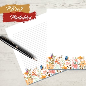 Papel de escritura de cartas de polinización de jardín, descarga digital, papelería botánica, papelería imprimible, A4, carta de EE. UU., 5x7 forrado, sin forro
