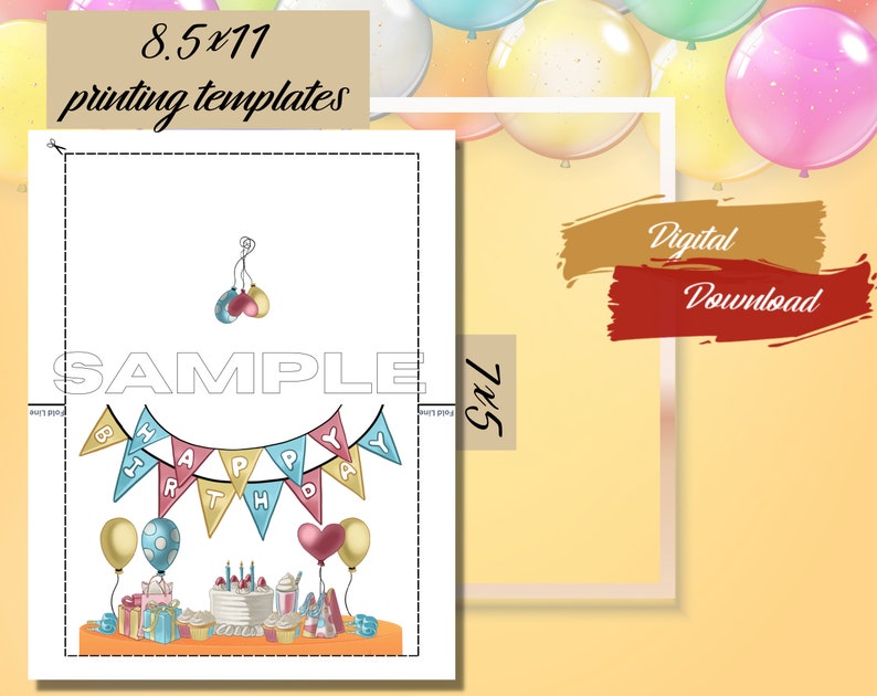 Printable Happy Birthday Greeting Card, Downloadable Card, Happy ...