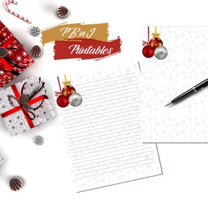 Carta da lettere stampabile con ornamenti natalizi appesi, Download digitale, Cancelleria, Carta per appunti acquerello, A4, Lettera USA, Foderato, Senza fodera