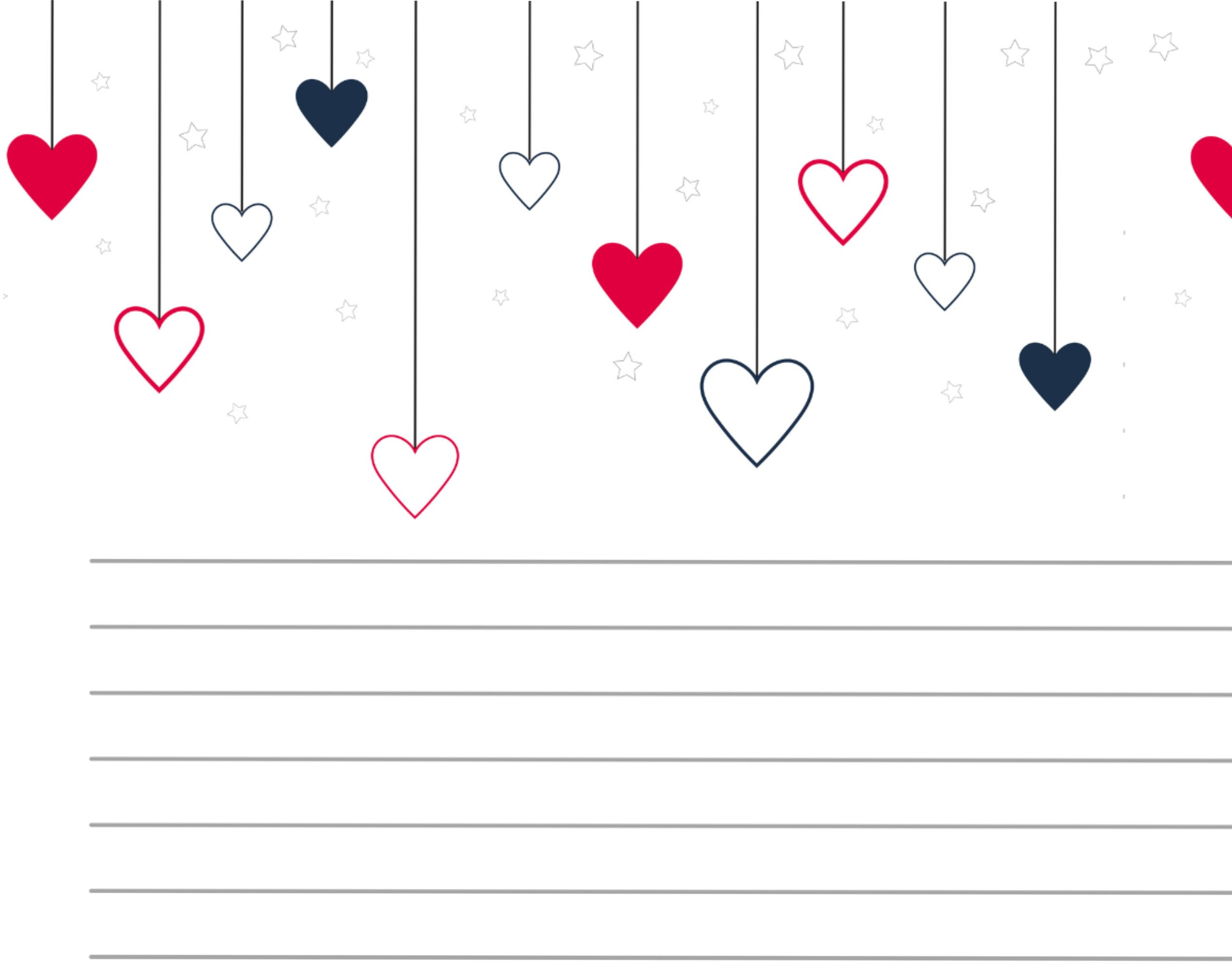 Valentine's Day Writing Paper, Digital Download, Hanging Heart ...