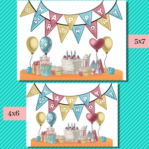 Printable Happy Birthday Greeting Card, Downloadable Card, Happy ...