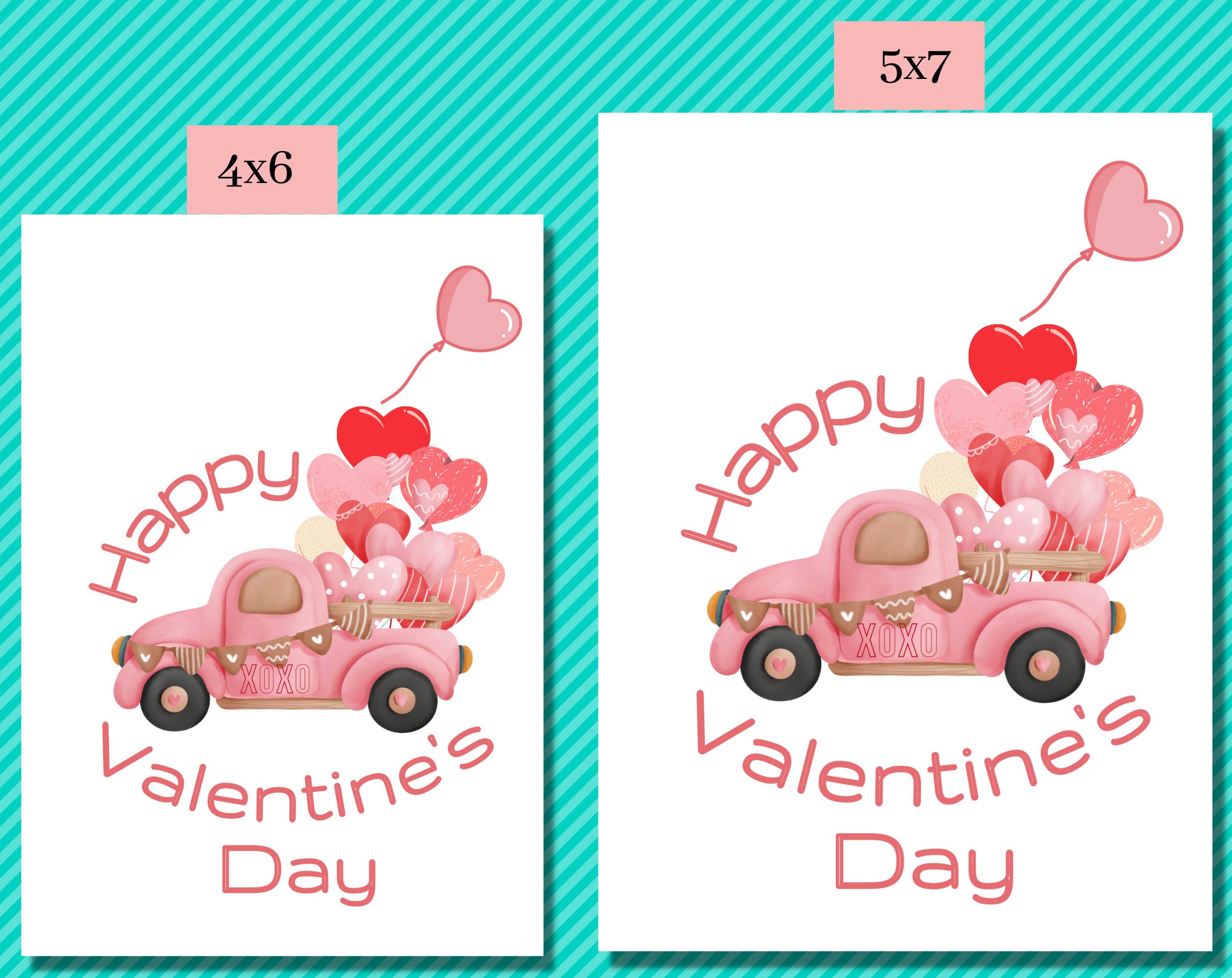 Printable Valentine's Day Greeting Card, Downloadable Card, Truck and ...