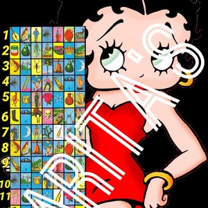Loteria Mexicana Board Card Betty Boop theme 16 lines lineas