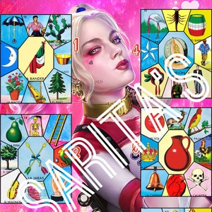 Loteria Mexicana Board Card Harley Quinn 6 numbers 54 cards