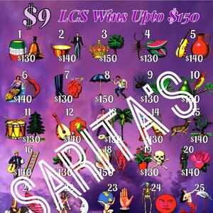 Loteria Mexicana Board Card 27 numbers 2 figures each 9 to win upto 150